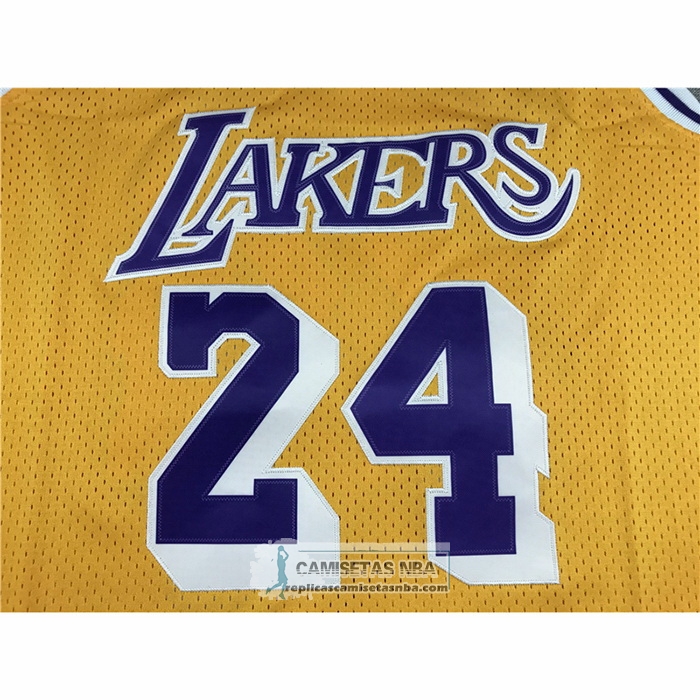 Camiseta Los Angeles Lakers Kobe Bryant NO 24 Mitchell & Ness 2007-08 Amarillo